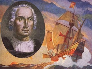 Cristoforo Colombo ed una delle sue caravelle