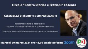 Assemblea del Circolo PD "Centro Storico e Frazioni" del 30 marzo 2021